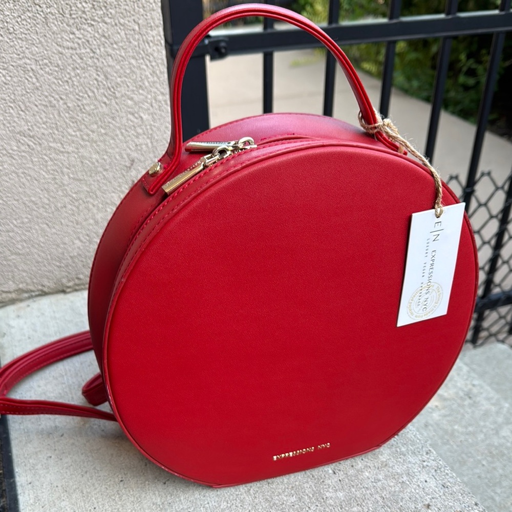 Elegant Red Round Handbag